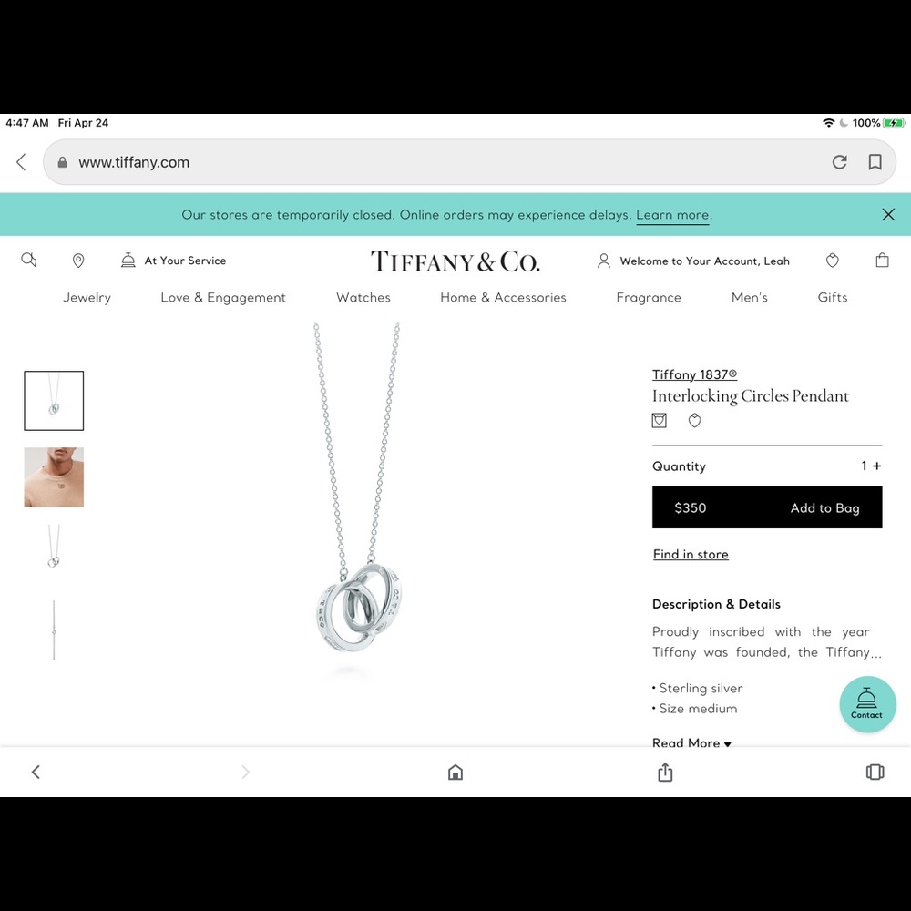 Tiffany & Co. Interlocking circles necklace.
